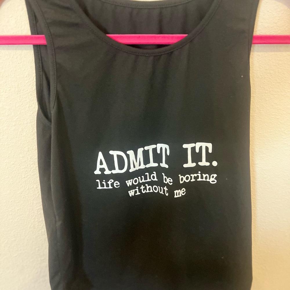 Black Sleeveless Top with Graphic Print